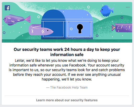 Facebook In-Product Security Message